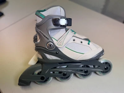 No Fear Inline Skates UK 3 EU 36 White Grey Adjustable Kids Roller Blades - Image 1 of 4