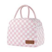 douyadady Lunch Bag Women/Men 10.8 x 6.3 x 8.8inches, Pink+White Checkerboard