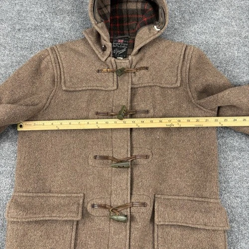 Vintage Gloverall Original English Duffle Coat Brown Wool Hooded Toggle Size 36 image 7