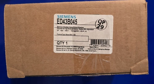 Siemens ED43B045 3 Pole 45 Amp 480 Vac Circuit Breaker