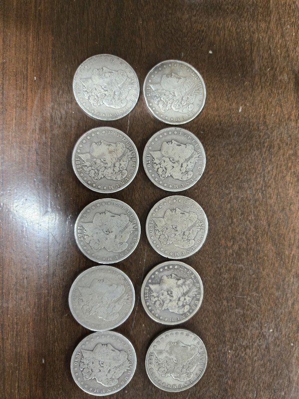 Lot Of 10 1800s morgan silver dollars