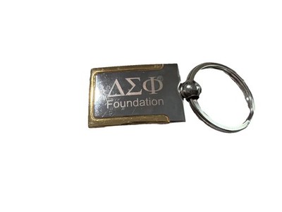 Delta Sigma PHI Keychain Key Ring Rob Vintage Gold Tone Foundation 1 1/2 Inch