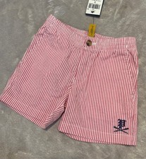Boys Polo Ralph Lauren Striped Seersucker Shorts Size 4 Stretch Classic Pink