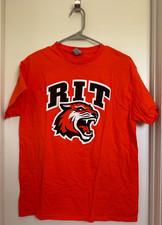 COOL! Camiseta naranja RIT para hombre talla MEDIANA Rochester Institute Technology Tigers