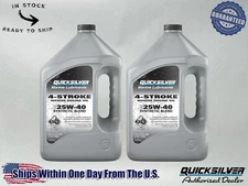 Quicksilver OEM 25W-40 Synthetic Marine Engine Oil, 1 Gallon 8M0078623-2PACK