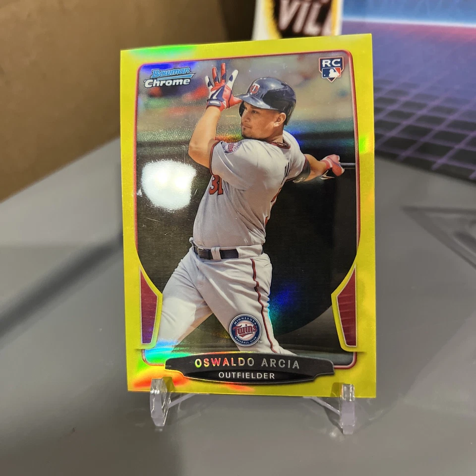 2013 Bowman Chrome refrator amarelo canário /10 Oswaldo Arcia #39 novato controle remoto gêmeos - Imagem 2 de 3