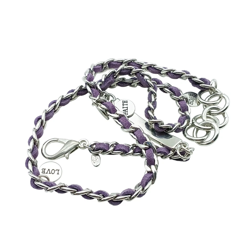 Premier Designs серебро и фиолетовый плетеная цепочка надежном браслет с любовью и верой - Изображение 3 из 3