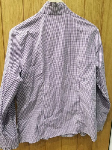 h.Moser Gingham Blouse Purple White Cotton Button Pie Crust Salzburg UK 46 NEW - Picture 8 of 10