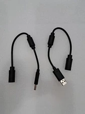 Lot Of 2 NEW BLACK 360 Wired Controller USB Breakaway Cable Adapter Xbox 360