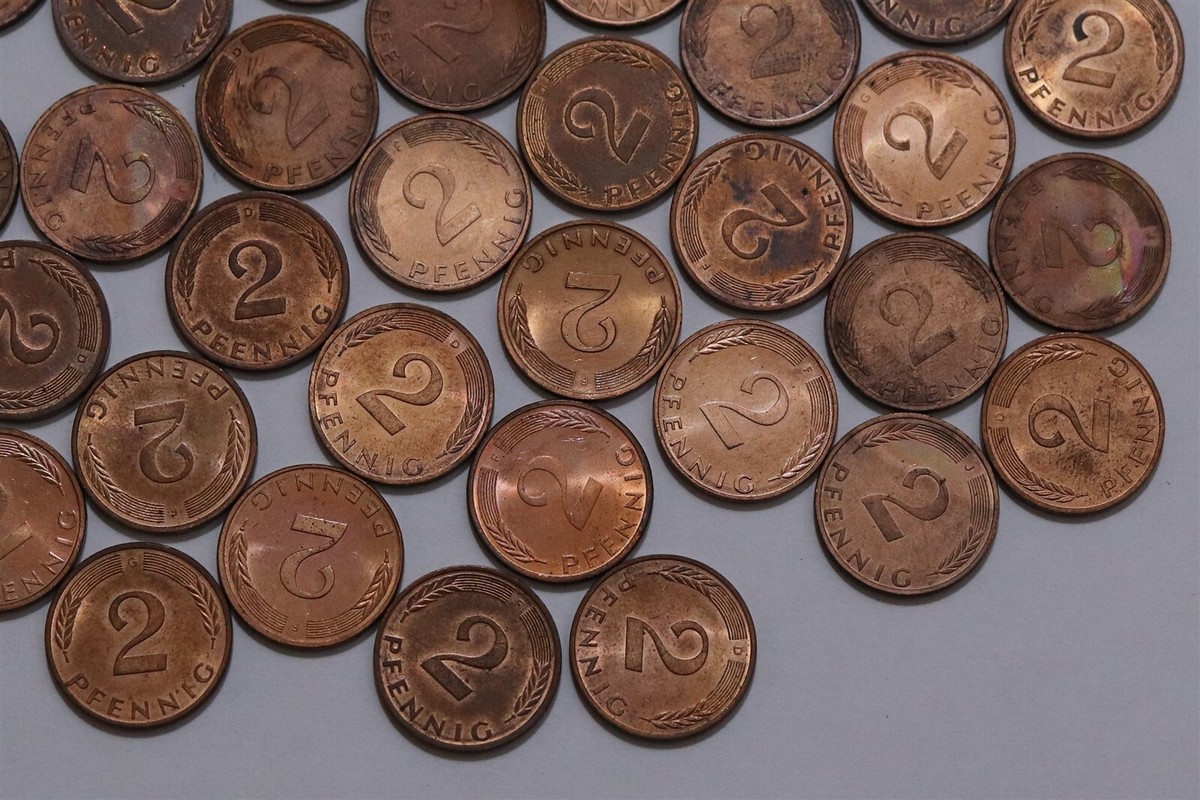 🧭 🇩🇪 GERMANY FEDERAL 2 PF. COLLECTION 1970'S & 1980'S