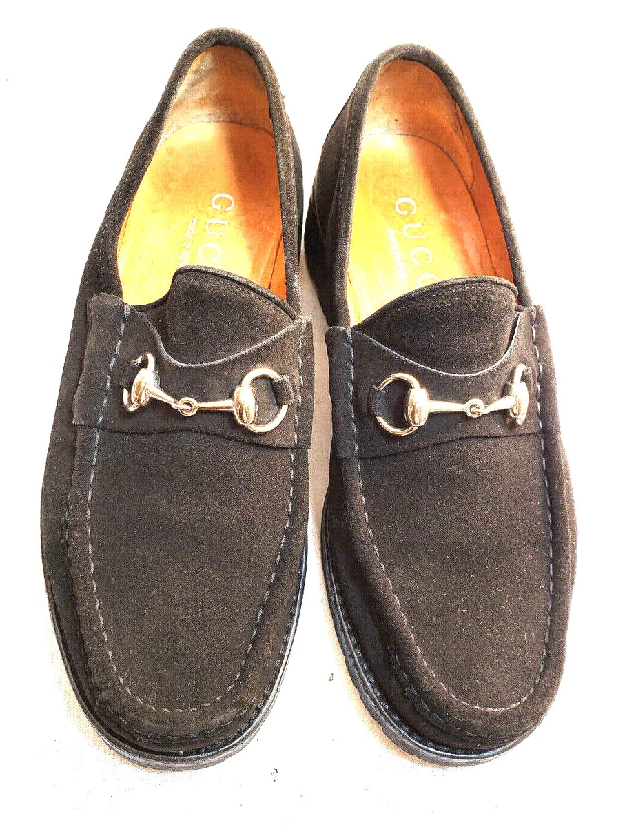 Authentic Louis Vuitton Black Suede Loafers Mens Shoes Size 9.5 Logo Luxury  GUC