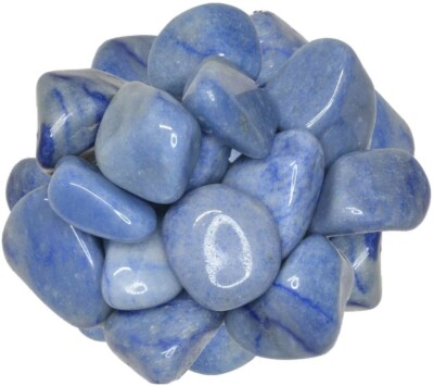 1/2 lb Blue Quartz Tumbled Stones - Grade 1 - Large - Bulk Craft Rocks ...
