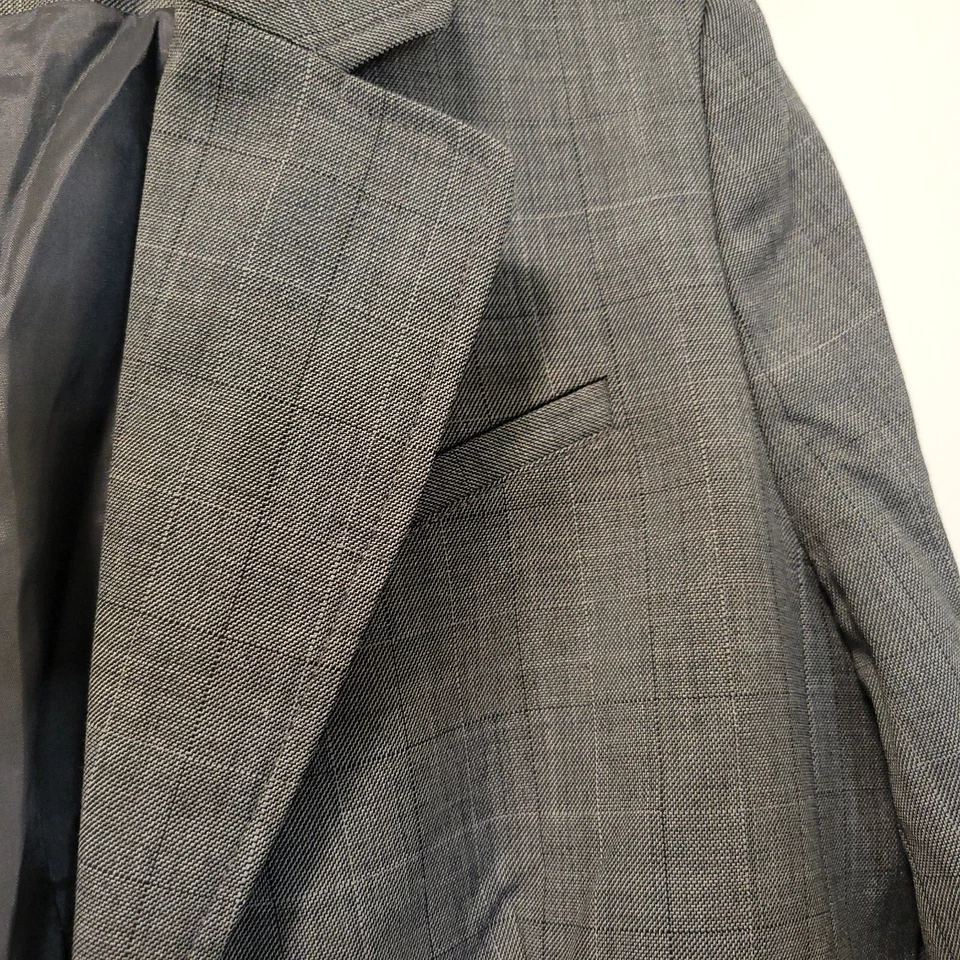 Blazer Ann Taylor Loft Talla 4 Gris y Negro Mezcla de Lana a Cuadros Chaqueta de Tres Botones Foto 4 de 4