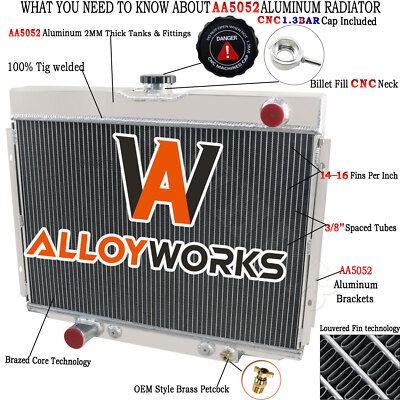 4 Row Radiator For Ford Mustang Cougar/Falcon/Fairlane/Ranchero 1967-1970 .