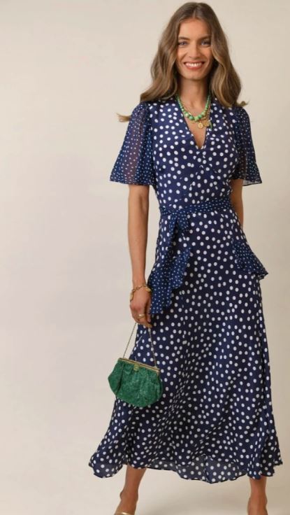 RIXO リキソー ブランド ワンピース Meena polka-dot 1024696 New Rixo Evie Polka Dot Navy Dress Sz M XL 2XL | eBay