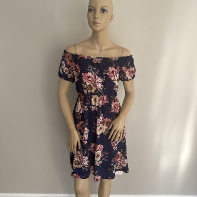Love Delirious Womens Navy Floral Short Sleeve Maternity Blouse/Dress - Size M
