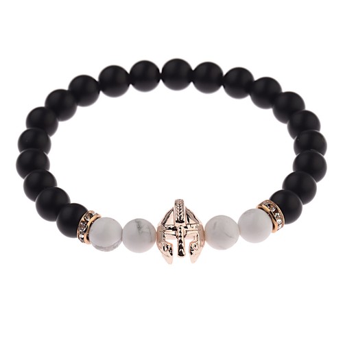 Men Natural Stone Gold Silver Spartan Helmet Beaded Charm Bracelet Bangle Gifts - Picture 91 of 93