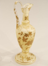 Hand Blown Crystal Ewers Raised Gold-Lamp Bases Antique Golden Vase 1920s