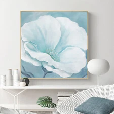 Modern Abstract White Flower Hand painted Oil Painting Canvas Wall Art Handmade