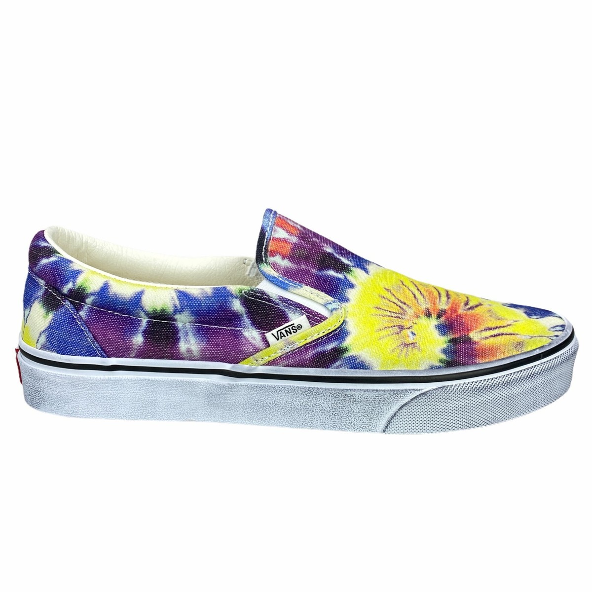 VANS Classic Slip-On (Washed) Tie Dye Multicolor Distressed Canvas Skate  Shoe
