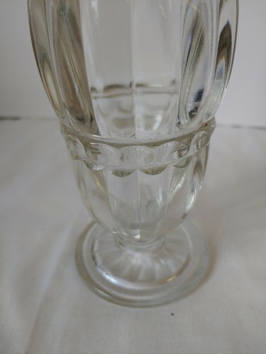 Vintage Ice Cream Milkshake Sundae Soda Ribbed Glass 8" - Picture 4 of 7