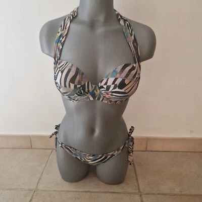 maillot 2 pièces Pain de sucre multicolore haut taille 2 85C bas taille 1 XS - Photo 1/3
