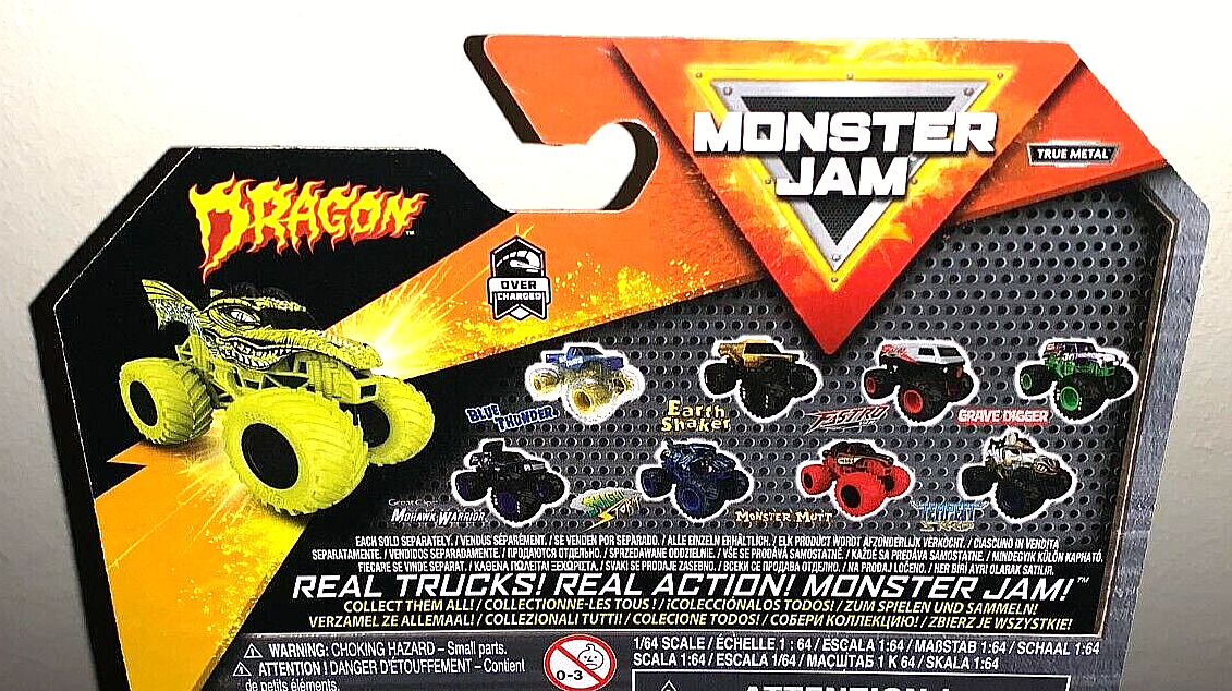 SPIN MASTER 2024 MONSTER JAM 1/64 YELLOW DRAGON OVER CHARGED