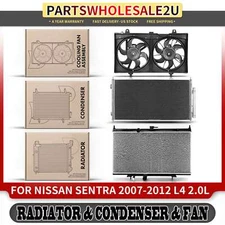 3x Radiator & AC Condenser & Cooling Fan Kit for Nissan Sentra 2007-2012 L4 2.0L