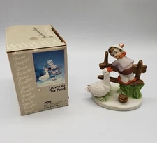 Vintage Porcelain Bisque Artmark 1987 "Down At The Pond" Figurine 