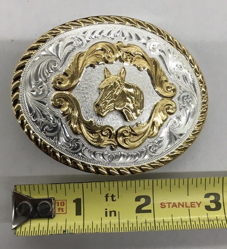 Vintage Montana Silversmith Belt Buckle Horse Head, Silver Plated W/Box, Papers - Picture 3 of 6