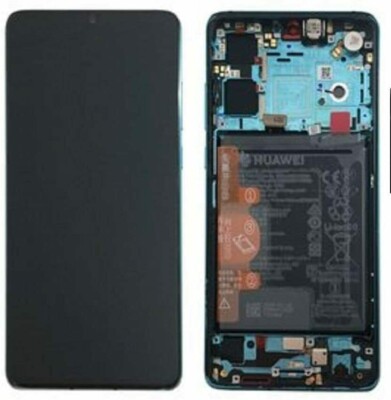 Original Huawei P30   OLED Display Bildschirm mit Rahmen & Akku Blau