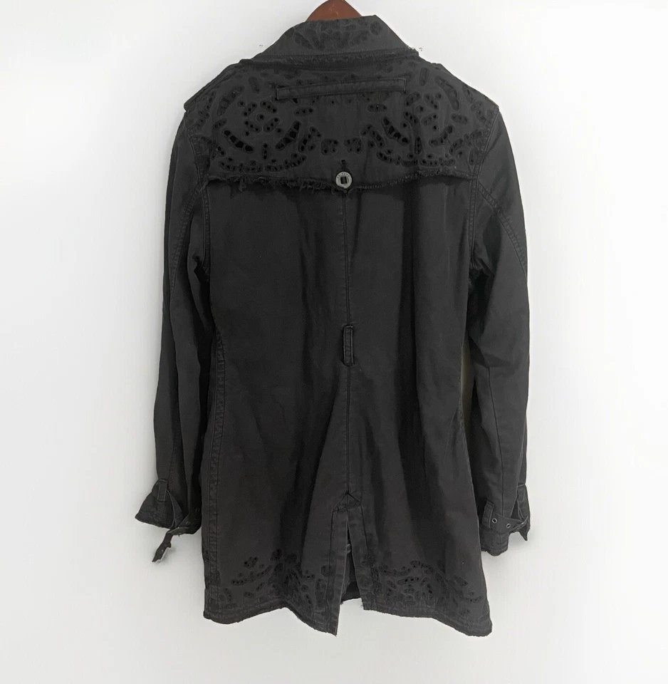 Da-Nang Womens Jacket Grey Navy Midlength Button Up Lined Heavy Weight Sz S - Image 4 of 4