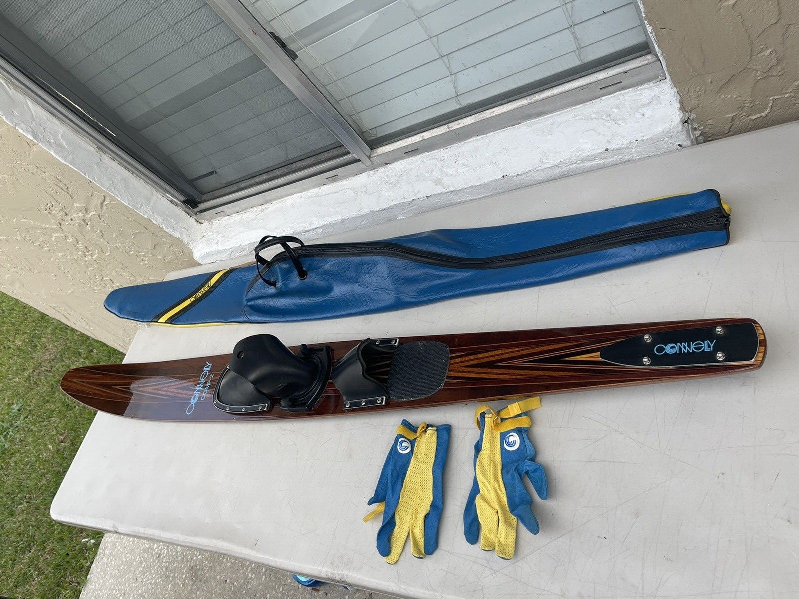 CONNELLY COMP 2 WOOD SLALOM WATER SKI 67" RARE WOOD WORK w bag & gloves VINTAGE EcoSmart Food