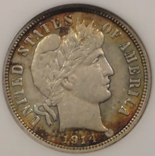 1914-D Barber Dime 10c NGC Certified AU55