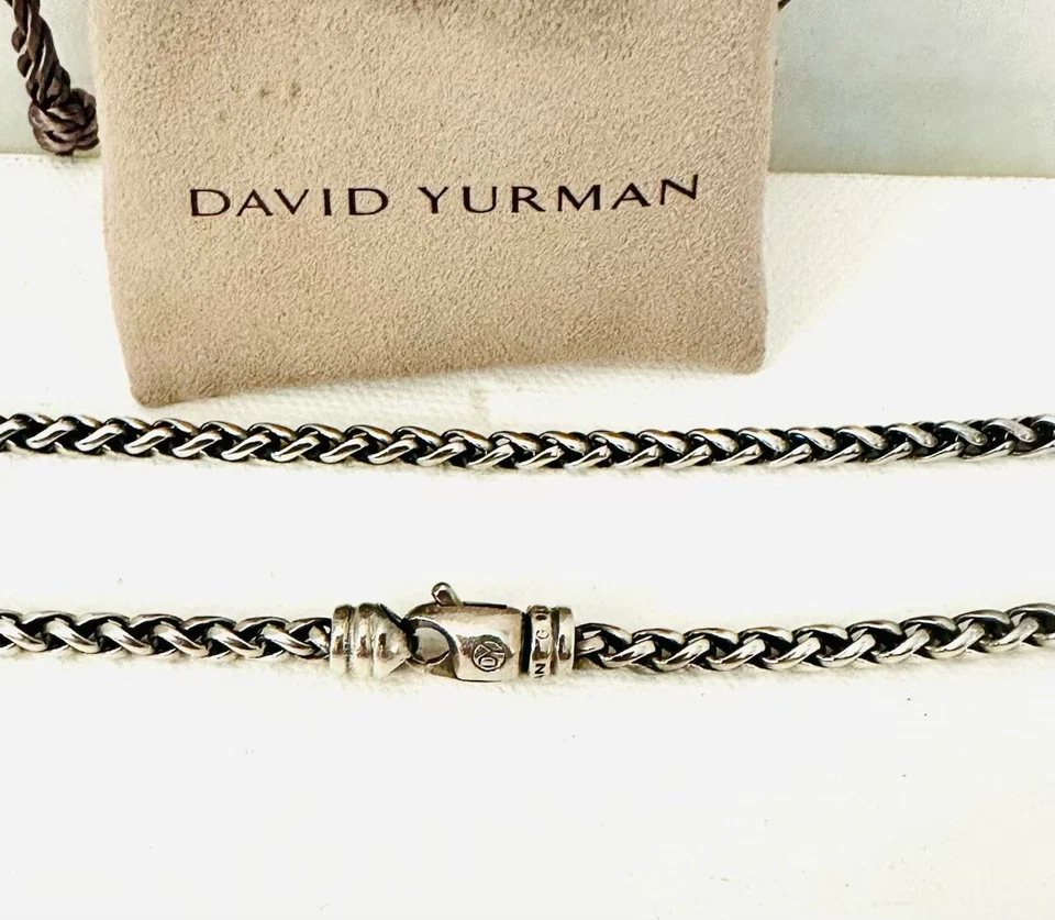 Collar de cadena de trigo David Yurman 6 mm 16 3/4" - plata de ley 925 amarillo 14 k Foto 4 de 4