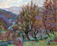 Oil painting Armand-Guillaumin-Paysage-de-la-creuse hills impression landscape