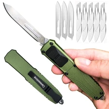 EDC Retractable Scalpel Knife, Fast Open Automatic Utility Knife, Auto Box Cu...