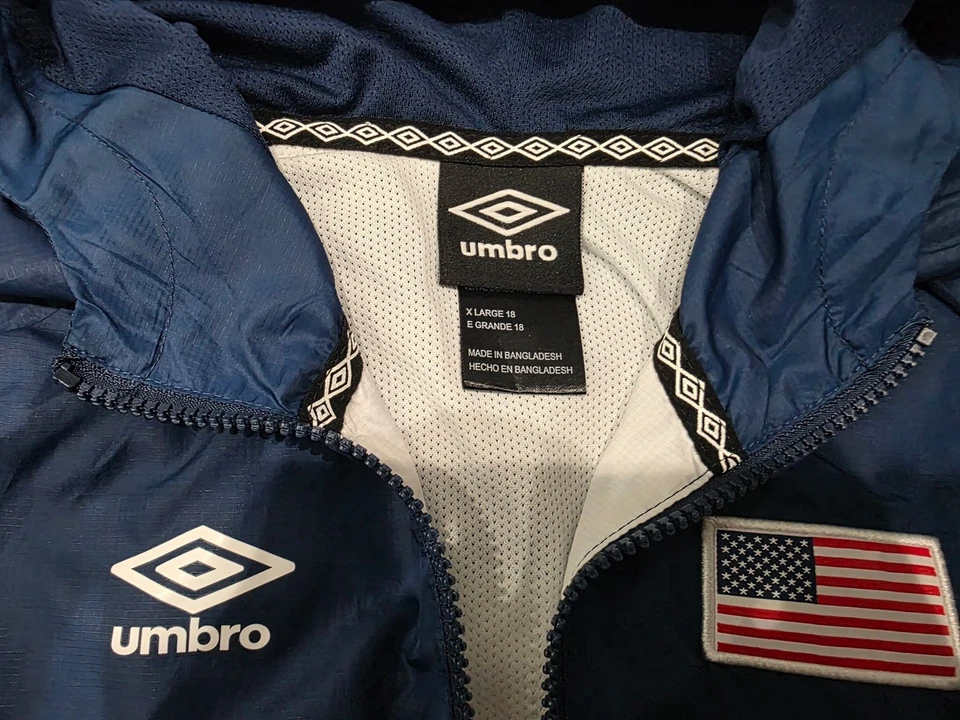 Moletom com capuz Umbro USA Sport masculino corta-vento, branco marinho resistente à água tamanho XL - Imagem 3 de 4