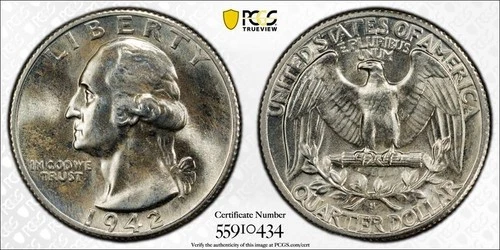 1942-S Washington Silver Quarter 25C PCGS MS64 #0434