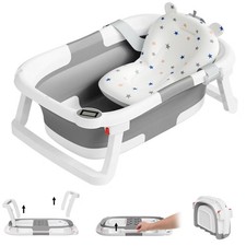 TUMAJUP Collapsible Baby Bathtub for Infants and Toddlers with Soft Cushion and