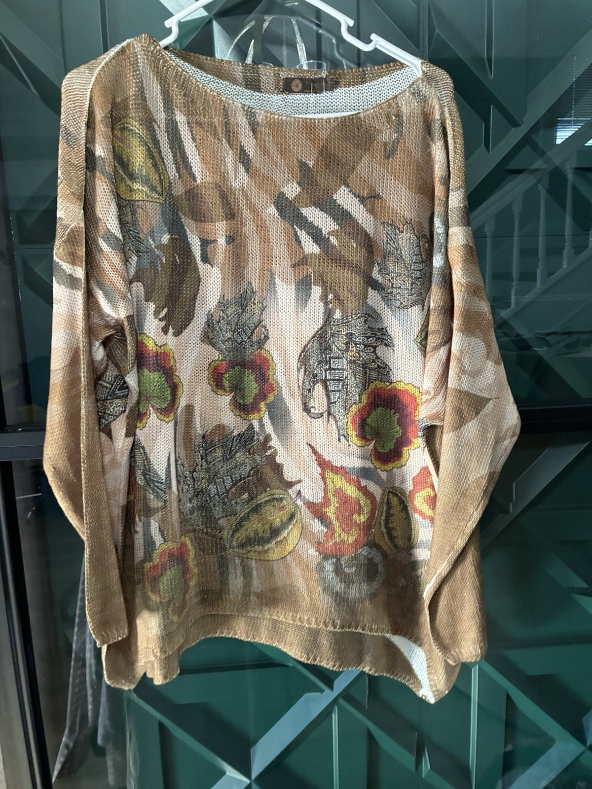 M Made in Italy Open Knit Multicolor Sweater Size L 