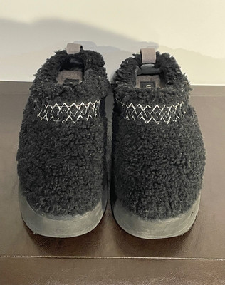 UGG WOMENS SIZE 9 TAZZ BRAID BLACK PLATFORM SLIPPERS 1143976