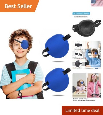 Comfortable Blue Eye Patch Set for Right or Left Eye - Adjustable for All Sizes