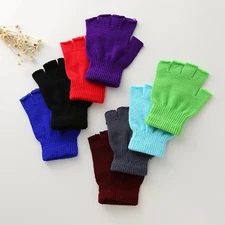 Half Finger Gloves Women Men Knitted Wrist Mittens Winter Warm Outdoor Cycling S