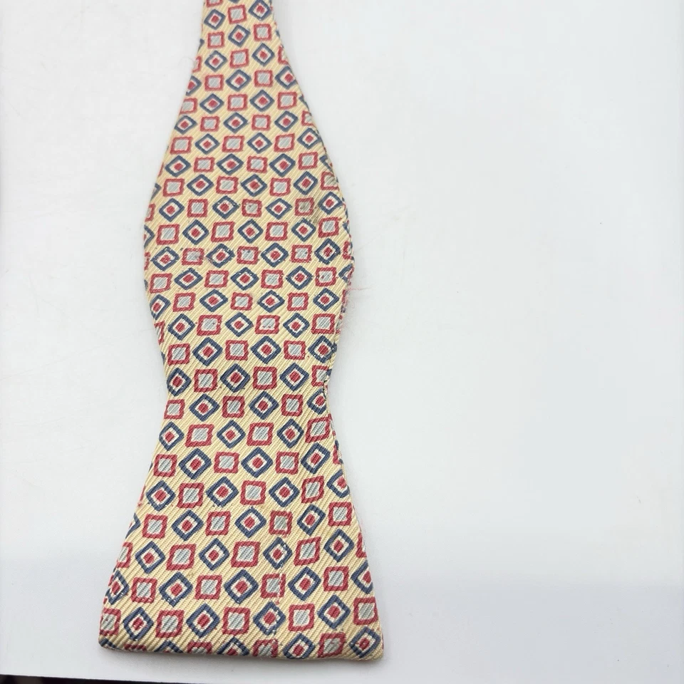 Pajarita de seda Polo Ralph Lauren patrón geométrico hecha en EE. UU. Vintage ajustable Foto 3 de 4