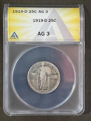 1919 D Standing Liberty Quarter ANACS Grade AG 3