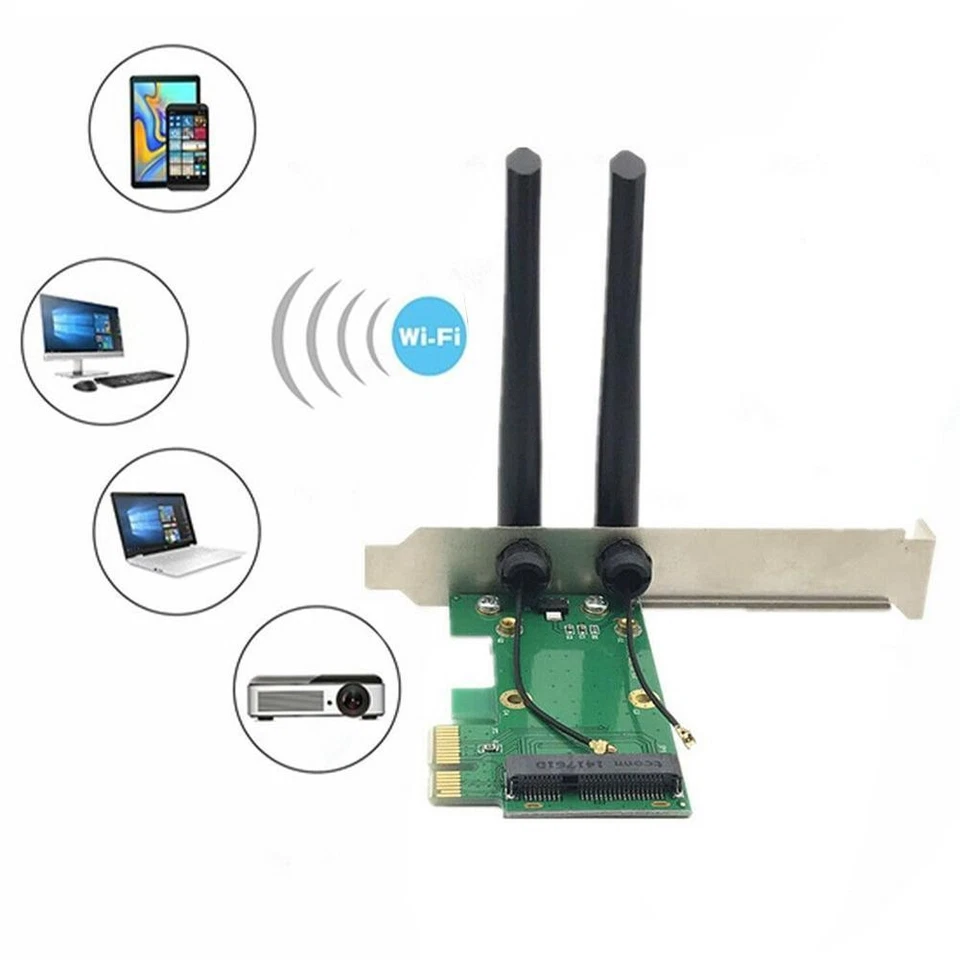 Wireless Wifi Network Card Mini PCI-E To PCI-E 1x Desktop 2x Adapter ❁ - Bild 2 von 4