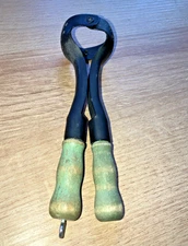 Vintage Black Steel Melon Baller Tool-Green Wooden Handles