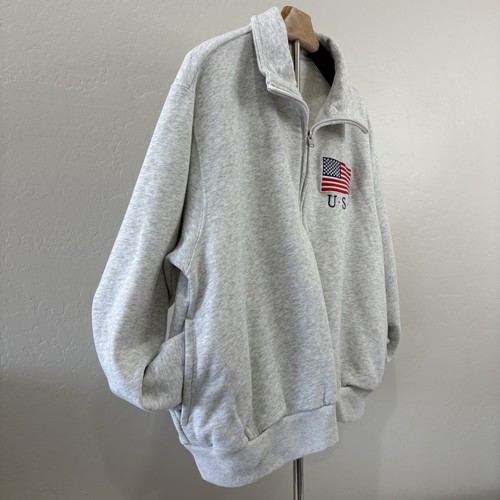 Hollister Oversized USA Half-Zip Sweatshirt Women's Size M Grey Pullover Soft - Picture 3 of 8