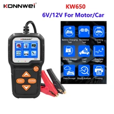 KW650 Car Motorcycle Battery Tester 6V 12V Auto Battery Analyzer 100 to 2000 CCA